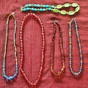 5 Assorted Handmade Colorful Beaded Necklaces